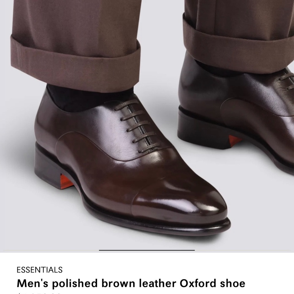 Santoni Goodyear Welted Captoe Oxford Dark burgundy US size 8 lased shoe trees